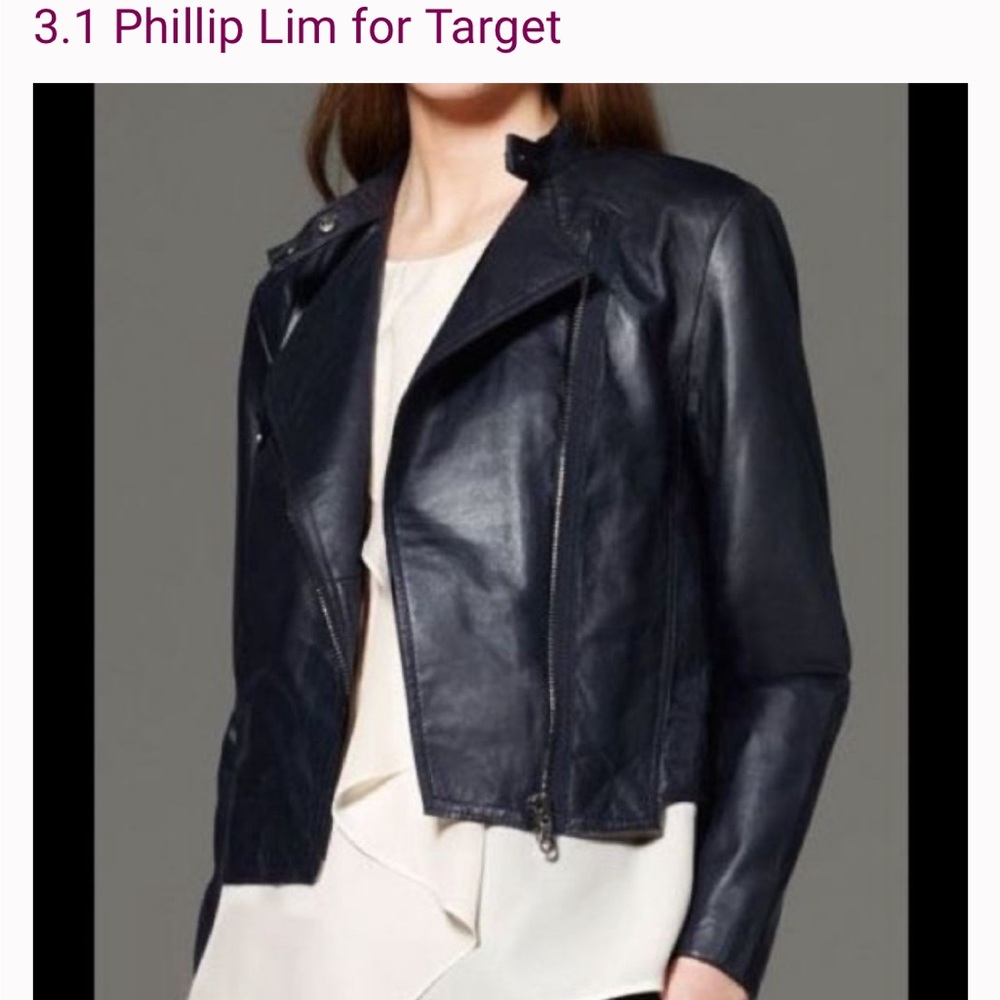 NWOT 3.1 Phillip Lim for Target blue leather motto jacket